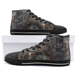 High-Top Canvas Shoes Reptile Skin Patchwork Print