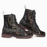 Leather Boots Reptile Skin Patchwork Print