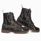 Leather Boots Reptile Skin Patchwork Print