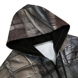 Men's Zip Up Hoodie Reptile Skin Patchwork Print