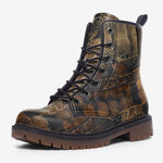 Leather Boots Snakeskin Fabric Patchwork Print