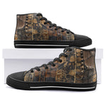 High-Top Canvas Shoes Snakeskin Fabric Patchwork Print