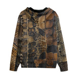 Men's Zip Up Hoodie Snakeskin Fabric Patchwork Print