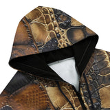 Men's Zip Up Hoodie Snakeskin Fabric Patchwork Print