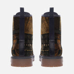 Leather Boots Snakeskin Fabric Patchwork Print