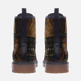 Leather Boots Snakeskin Fabric Patchwork Print