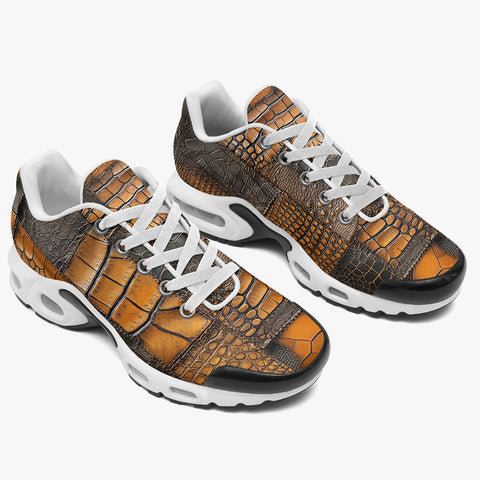 Air Cushion Sneakers Brown Crocodile Skin Art