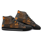 High-Top Canvas Shoes Brown Crocodile Skin Art