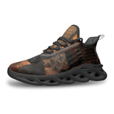 Sports Mesh Sneakers Brown Alligator Skin Patchwork Print