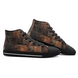 High-Top Canvas Shoes Brown Alligator Skin Patchwork Print