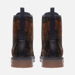 Leather Boots Brown Alligator Skin Patchwork Print
