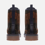 Leather Boots Brown Alligator Skin Patchwork Print