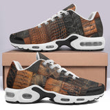 Air Cushion Sneakers Brown Alligator Skin Patchwork