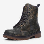 Leather Boots Black Crocodile Skin Mosaic Print