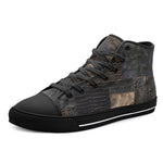 High-Top Canvas Shoes Black Crocodile Skin Mosaic Print