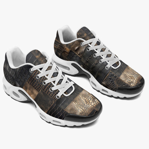 Air Cushion Sneakers Black Crocodile Skin Mosaic Print