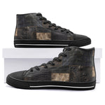 High-Top Canvas Shoes Black Crocodile Skin Mosaic Print