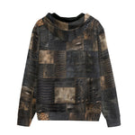 Men's Zip Up Hoodie Black Crocodile Skin Mosaic Print