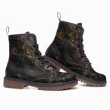 Leather Boots Black Crocodile Skin Mosaic Print