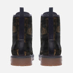 Leather Boots Black Crocodile Skin Mosaic Print