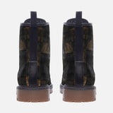 Leather Boots Black Crocodile Skin Mosaic Print