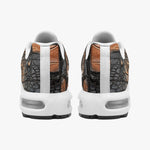 Air Cushion Sneakers Black and Brown Alligator Patchwork Print