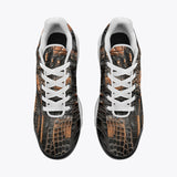 Air Cushion Sneakers Black and Brown Alligator Patchwork Print