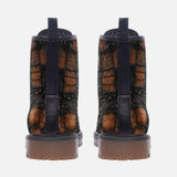 Leather Boots Black and Brown Alligator Patchwork Print