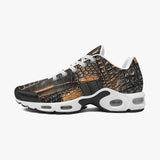 Air Cushion Sneakers Black and Brown Alligator Patchwork Print