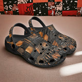Classic Clogs Black and Brown Alligator Patchwork Print