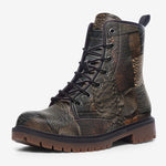 Leather Boots Crocodile Skin Mosaic Patchwork Print