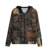 Men's Zip Up Hoodie Crocodile Skin Mosaic Patchwork Print