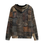 Men's Zip Up Hoodie Crocodile Skin Mosaic Patchwork Print