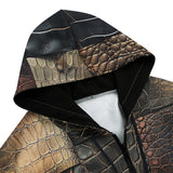 Men's Zip Up Hoodie Crocodile Skin Mosaic Patchwork Print