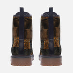 Leather Boots Brown Alligator Skin Patchwork Print