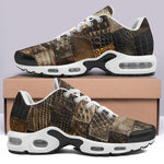 Air Cushion Sneakers Brown Alligator Skin Patchwork