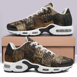 Air Cushion Sneakers Brown Alligator Skin Patchwork