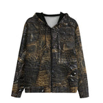 Men's Zip Up Hoodie Black Crocodile Skin Texture