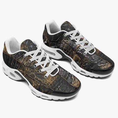 Air Cushion Sneakers Black Crocodile Skin Texture