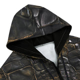 Men's Zip Up Hoodie Black Crocodile Skin Texture