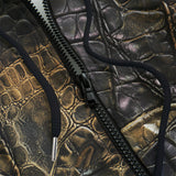 Men's Zip Up Hoodie Black Crocodile Skin Texture