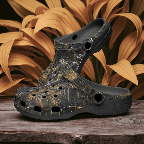 Classic Clogs Black Crocodile Skin Texture