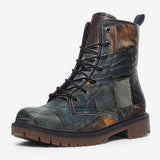 Leather Boots Crocodile Skin Mosaic Print