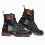 Leather Boots Crocodile Skin Mosaic Print