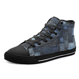 High-Top Canvas Shoes Blue Jeans Patchwork