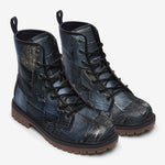 Leather Boots Blue Jeans Patchwork