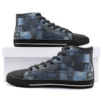 High-Top Canvas Shoes Blue Jeans Patchwork