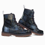 Leather Boots Blue Jeans Patchwork