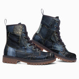 Leather Boots Blue Jeans Patchwork