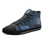 High-Top Canvas Shoes Blue Denim Patchwork